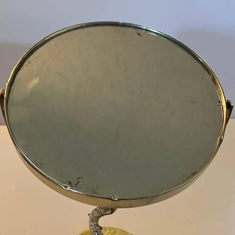 Vintage Metallic Dragonfish Vanity Mirror on Weighted‎ Base